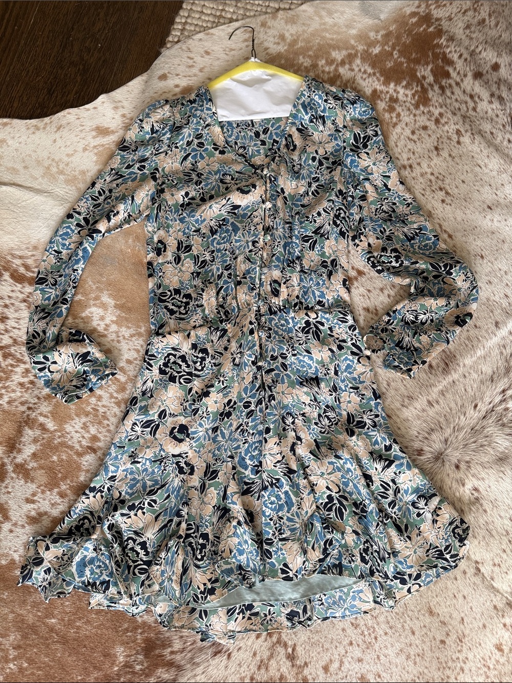 Veronica Beard Blue, Cream & Black Floral Mini Dress